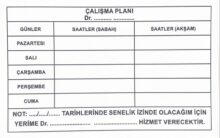 Haftalık Çalışma Planı Tabelası